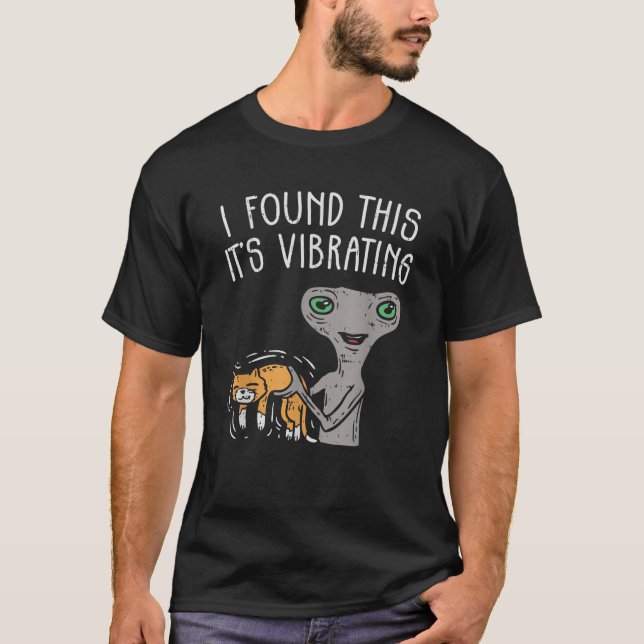 Alienígena e Camisa de OVNI Engraçada de Gato (Frente)
