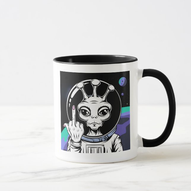 alienígena engraçada, caneca de sotaque cerâmico 1 (Direita)