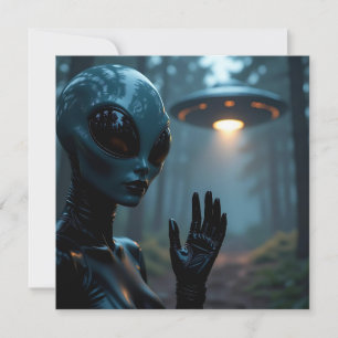 Alienígena extraterrestre feminina e OVNI