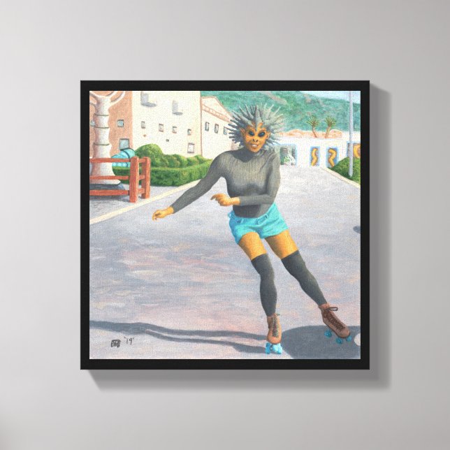 Alienígena Mulher Roller Skating Fantasy Canvas Im (Frente)