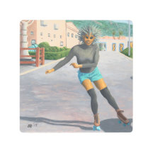 Alienígena Mulher Roller Skating Metal Fantasy Art