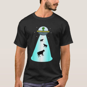 Alienígena OVNI Abdução De Vaca Camisa Engraçada E