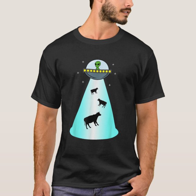 Alienígena OVNI Abdução De Vaca Camisa Engraçada E (Frente)