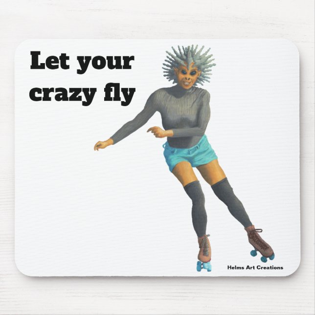 Alienígena Roller Skating Fantasy Art Mouse Pad (Frente)