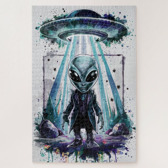 Alienígena saindo do Quebra-cabeça de OVNI (Vertical)