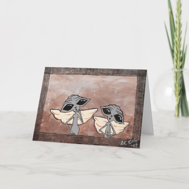 Aliens vitorianos saudando cartões (Frente)