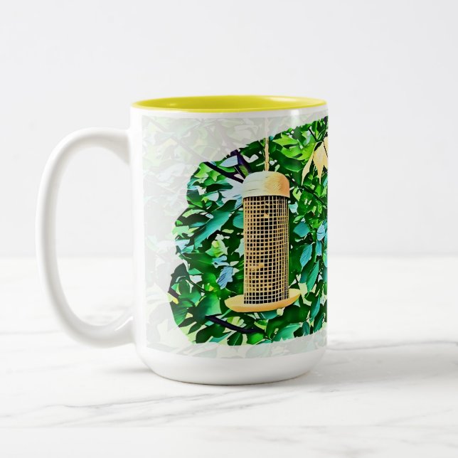 Alimentador Amarelo De Aves Na Caneca (Esquerda)