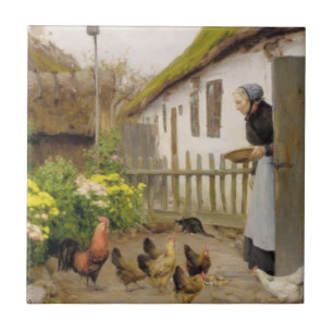 Alimentando as galinhas (por H.A. Brendekilde)
