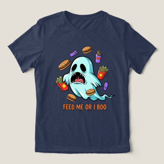Alimente-Me Ou Eu Boo Fantasma Halloween (Design frontal)