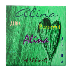 Alina Name e Irish Significado com Mint Green Hear