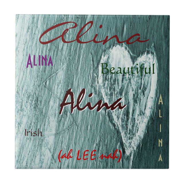 Alina Name Irish Significa com Cinza Heart (Frente)