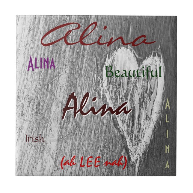 Alina Name Irish Significa com Cinza leve (Frente)