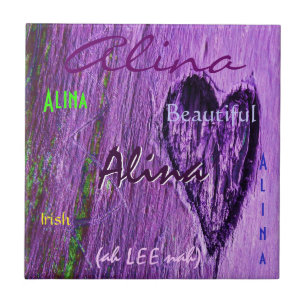Alina Name Irish Significa com Purple Heart