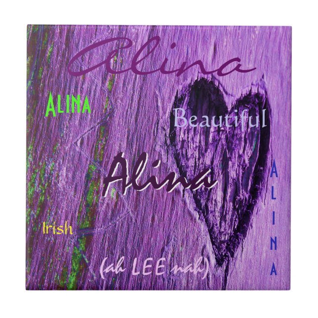 Alina Name Irish Significa com Purple Heart (Frente)