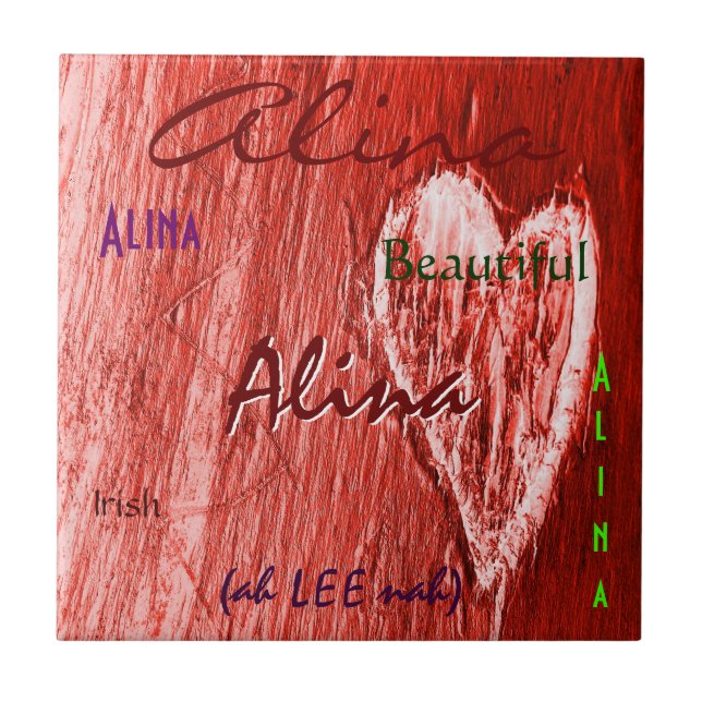 Alina Name Irish Significa com Red Heart (Frente)