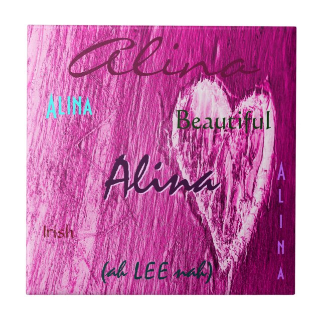 Alina Name Irish Significa com Rosa claro Heart (Frente)