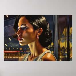 Aline se enrolando na Poster noturna de Miami.