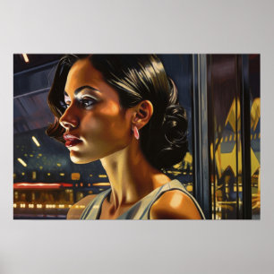 Aline se enrolando na Poster noturna de Miami.