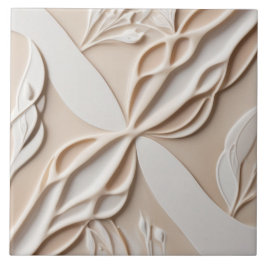 Alivio Faux Pastel Beige & White Abstrato Floral