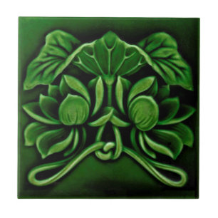Alivio Nouveau Faux Floral Majolica Dk Verde