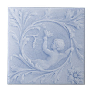 Alivio Repro 1880 Minton Faux Cherub Azul Claro