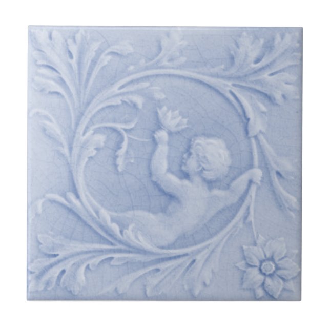 Alivio Repro 1880 Minton Faux Cherub Azul Claro (Frente)