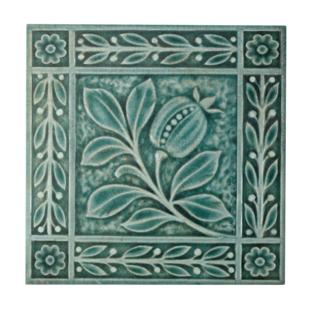 Alivio Repro c1900 Teal Majolica Faux Pomegranate (Frente)
