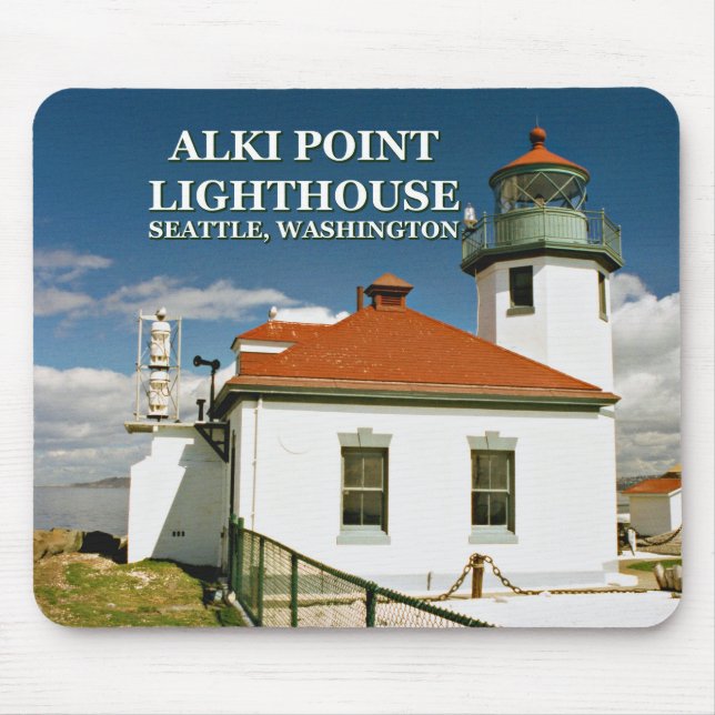 Alki Point Lighthouse, Seattle Washington Mousepad (Frente)
