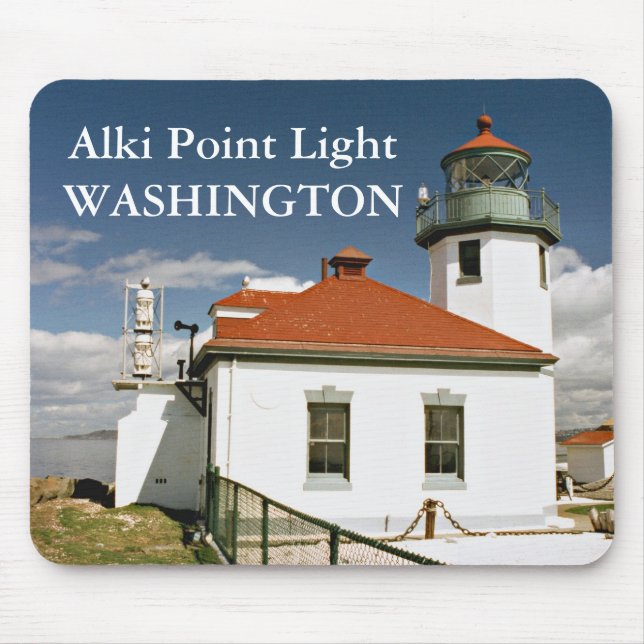 Alki Point Lighthouse, Seattle Washington Mousepad (Frente)