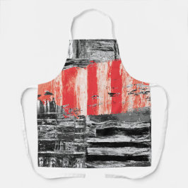 All-Over Print Apron, Medium – Red Pulse Abstract 