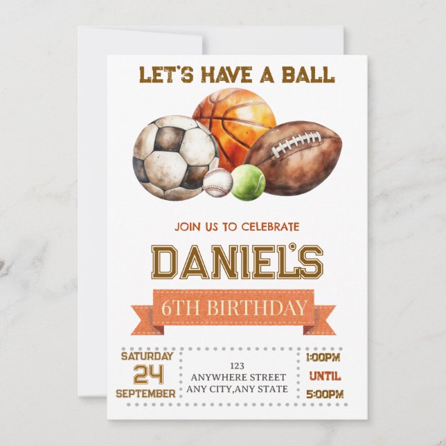 All Sports Let's Have a Ball Boy Birthday (Frente)