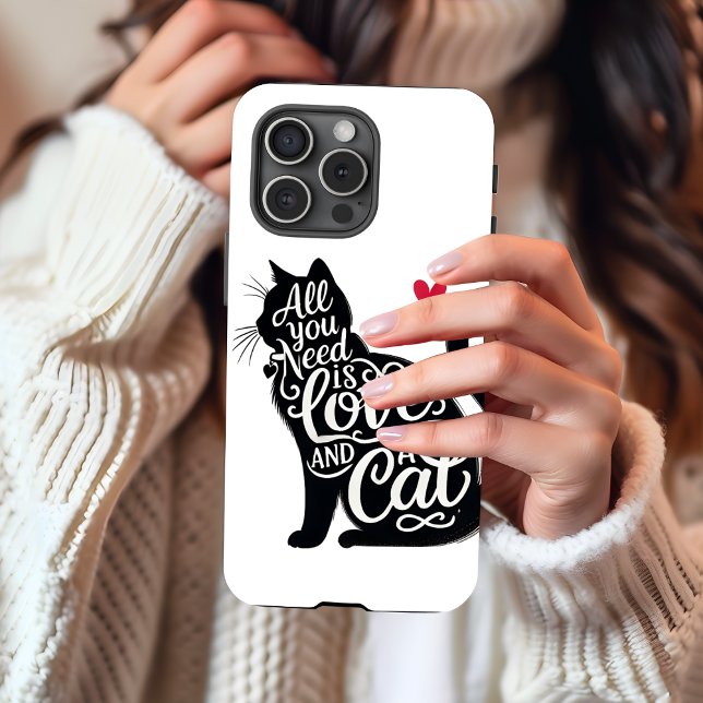 All You need is Love and a Cat iPhone Case (Personalize this cute All you need is Love and a cat. )