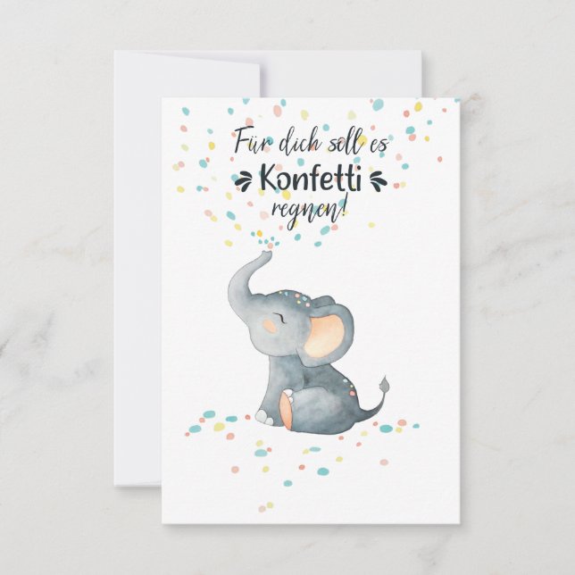 Alles Gute zum Geburtstag Elefant streut Konfetti (Frente)