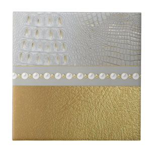 Alligador Dourado e branco de luxo esconde pérolas