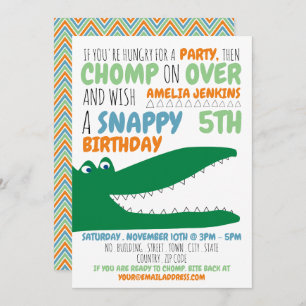 Alligator Chomp, Convite de aniversário Chevron