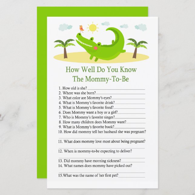 Alligator Como você conhece bem o jogo do chá de f (Frente/Verso)