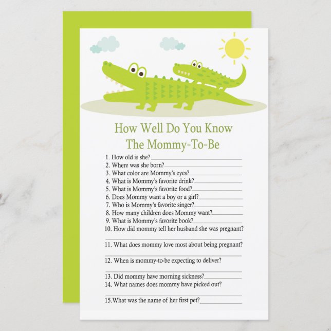 Alligator como você conhece bem o jogo do chá de f (Frente/Verso)