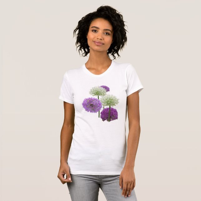 Allium White and Purple Flowers App. Camiseta (Frente Completa)