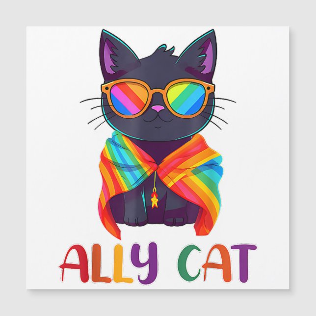 Ally Cat LGBT Gay Rainbow Prim Flag Funny Cat Lov (Frente)