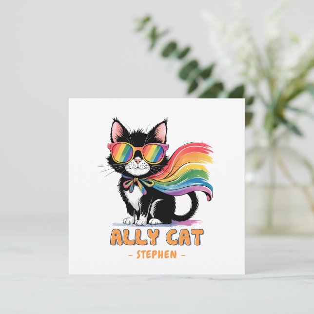 Ally Cat - Orgulho LGBTQ do Gato Arco-Íris (Em pé/Frente)