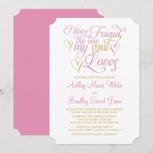 Alma Dourada rosa ama convite para casamentos card