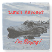 Almoço com Porta copos de Pedra do Alligador