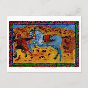 Almoço com um cartão postal de cavalo excitado