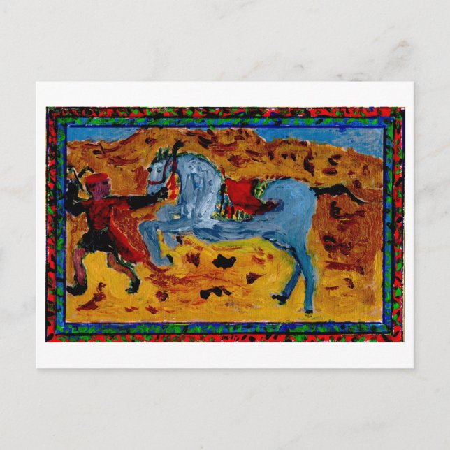 Almoço com um cartão postal de cavalo excitado (Frente)