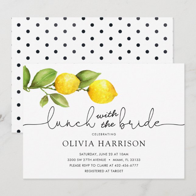 Almoço de Limão com Convite para Chá Noiva (Frente/Verso)