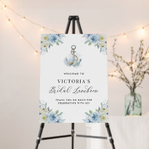 Almoço Nupcial com Âncora Floral Azul e Branco