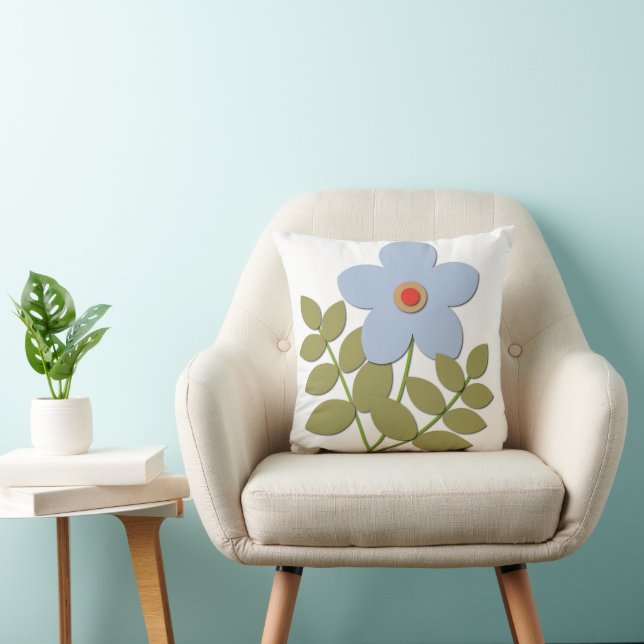 Almofada С flor azul simples (Cadeira)