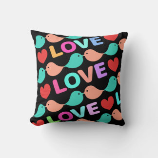 Almofada キュートなラブバード LOVE&CUTE 黒色 Cute lovebirds.