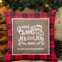 1º Natal Sr. Sra. Foto em Xadrez de Búfalo em Lona