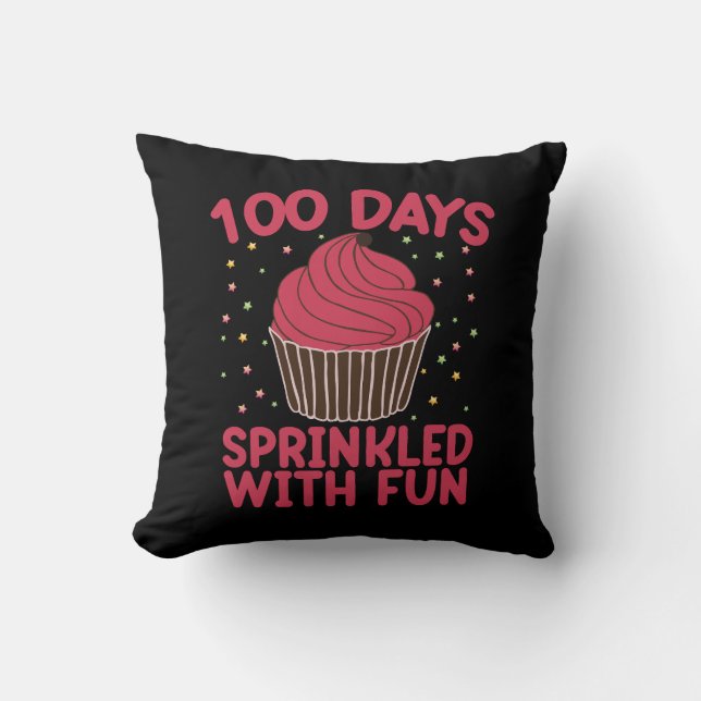 Almofada 100 Dias Salpicados Com Diversão Cupcake Garota da (Frente)